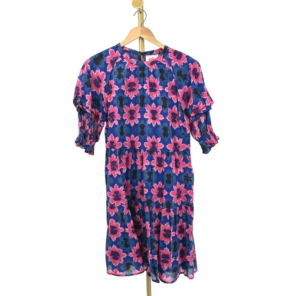 Banjanan Tiered Floral‎ Dress Small Ruffle Fairy Artsy Prairie Cottage Bold